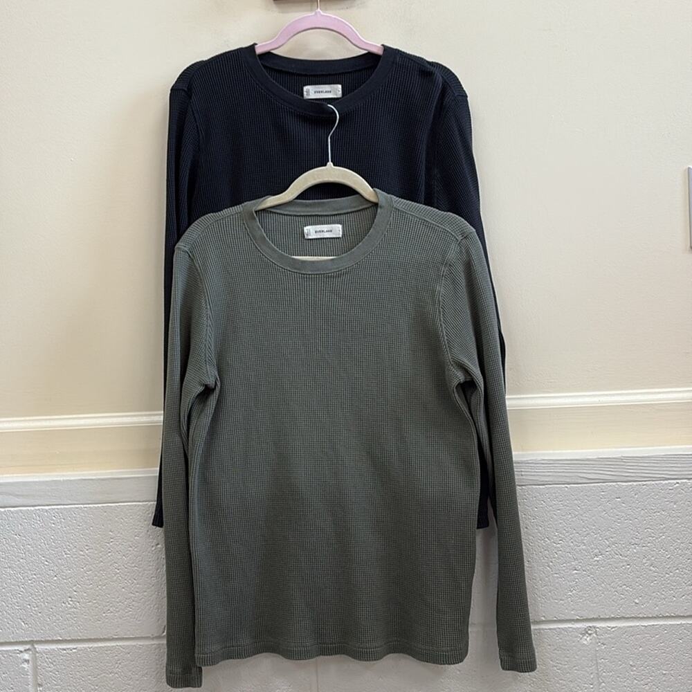 Everlane Women's L lot Waffle long sleeve thermal knit tops